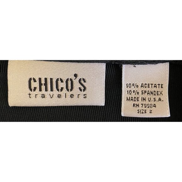 Chicos Travelers Cardigan Womens 2 US Large Black Slinky Button Up Stretch - Picture 3 of 3